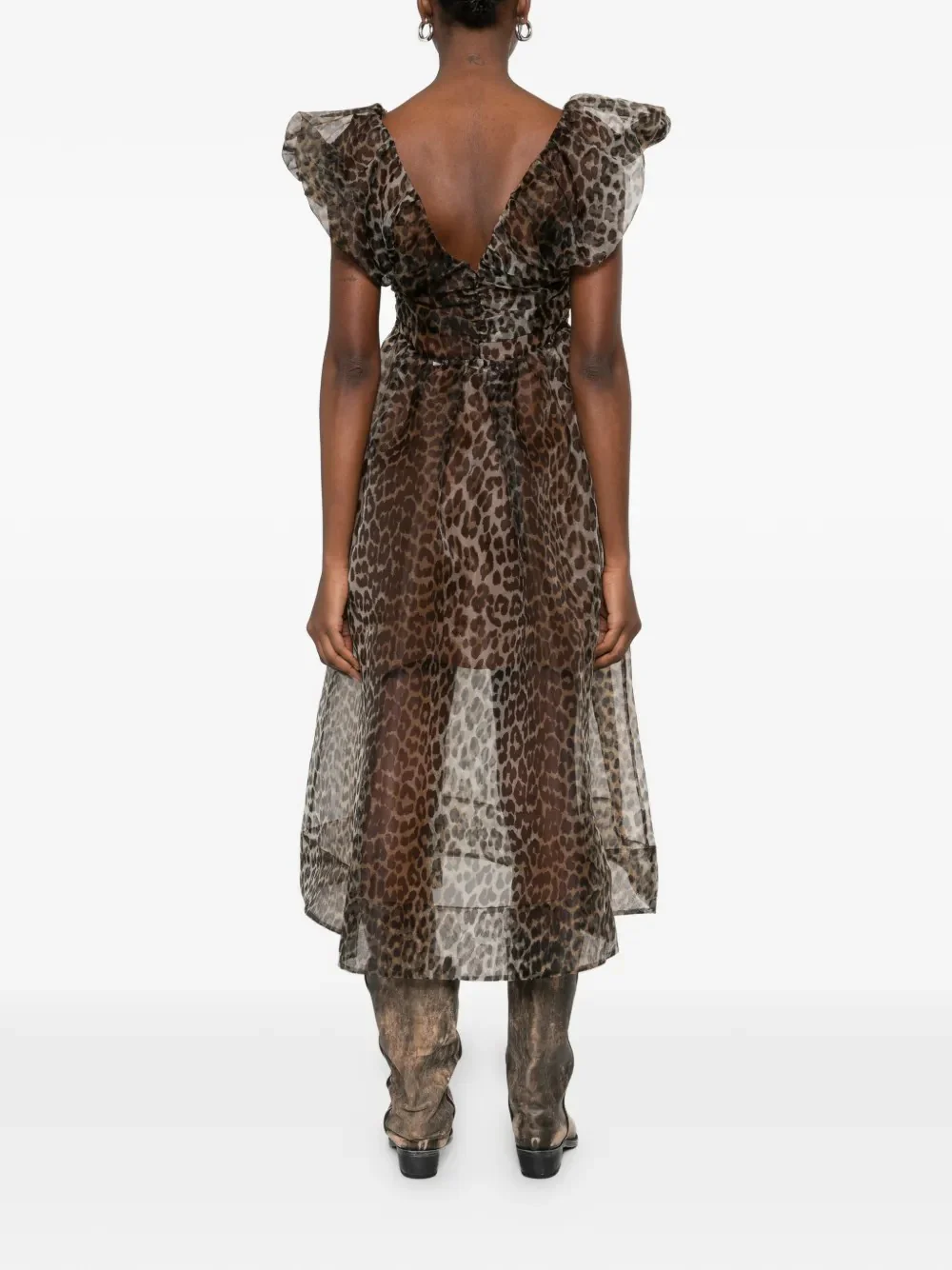 GANNI - Vestito in chiffon leopardato - Image 5