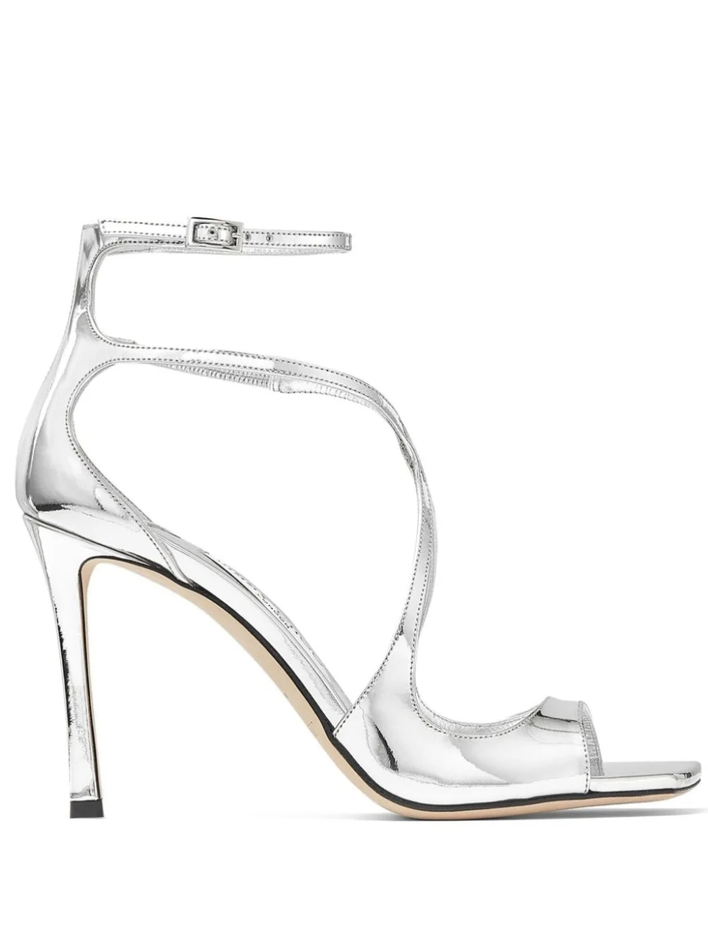 Sandali in pelle effetto metallizzato liquido argento